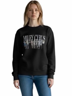 Miley Cyrus Black Long Sleeve Pullover Crewneck Sweatshirt size Small